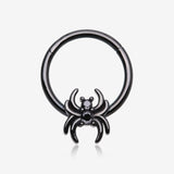 Blackline Spider Goth Sparkle Seamless Clicker Hoop Ring