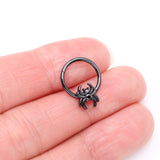 Detail View 3 of Blackline Spider Goth Sparkle Seamless Clicker Hoop Ring