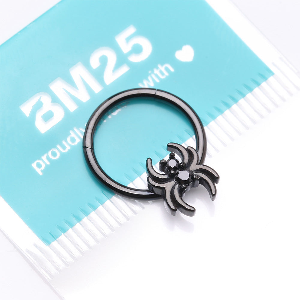 Detail View 4 of Blackline Spider Goth Sparkle Seamless Clicker Hoop Ring