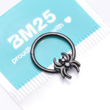 Detail View 4 of Blackline Spider Goth Sparkle Seamless Clicker Hoop Ring
