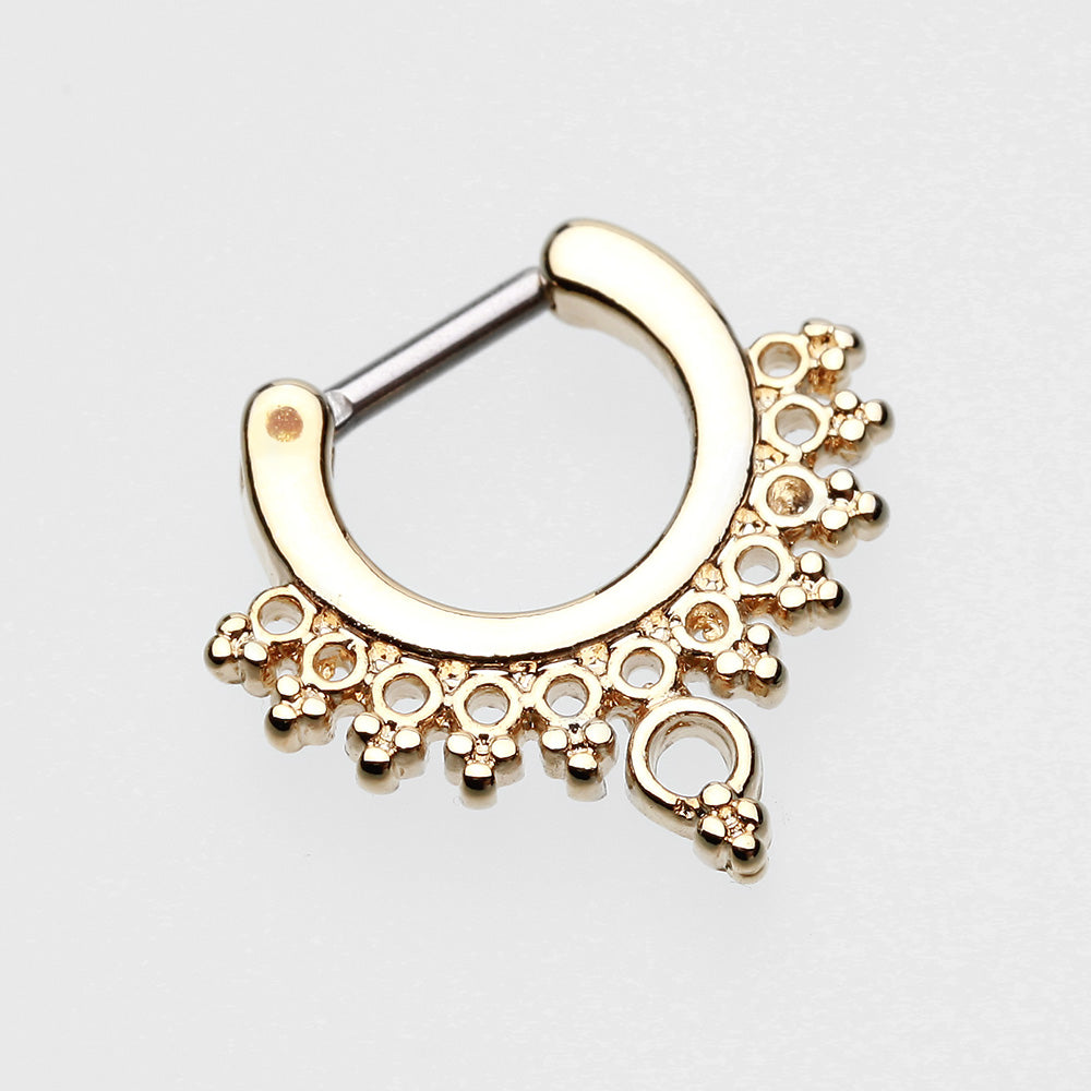 Detail View 2 of Golden Grand Entice Filigree Septum Clicker-Gold