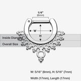 Detail View 1 of Grand Entice Filigree Septum Clicker-Steel