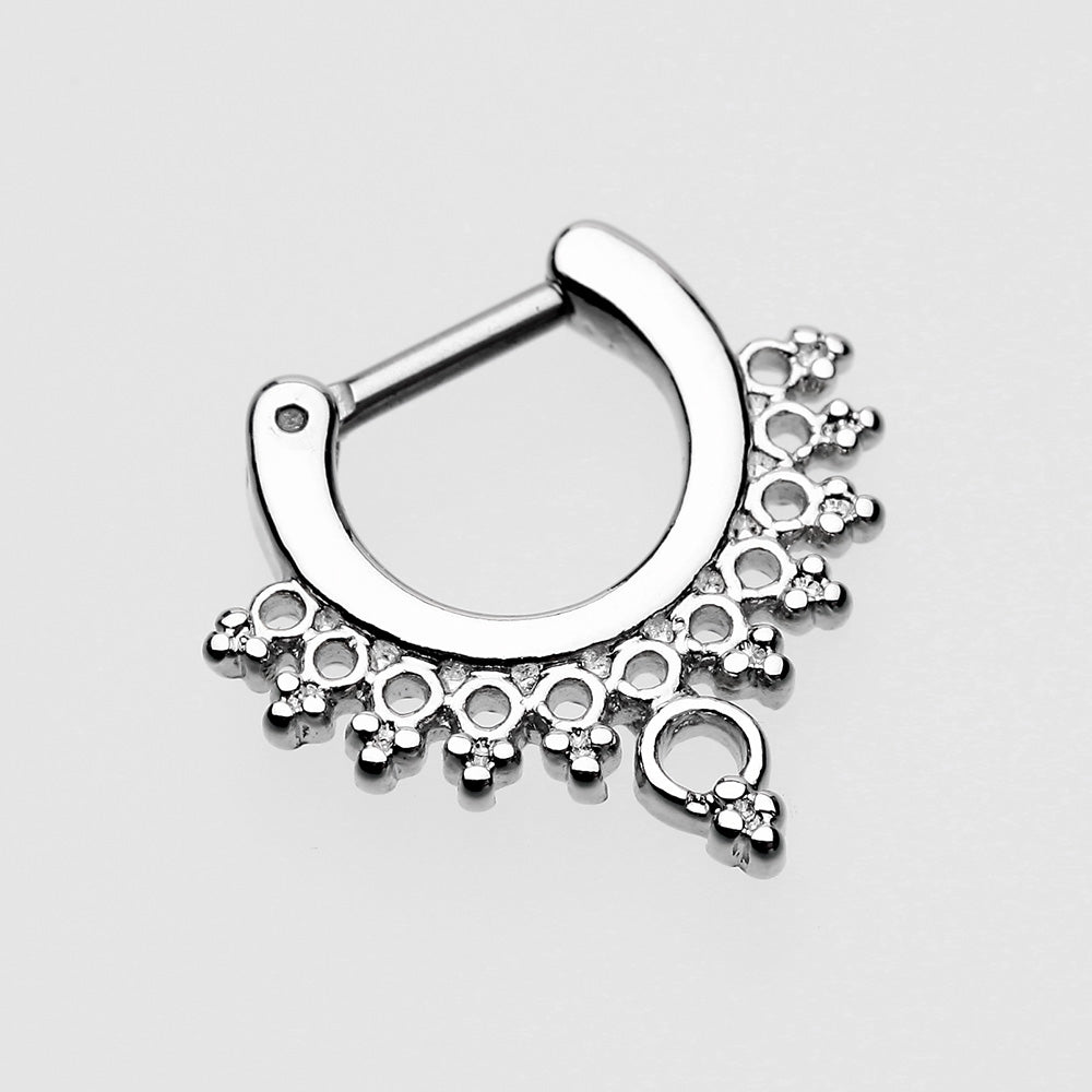 Detail View 2 of Grand Entice Filigree Septum Clicker-Steel