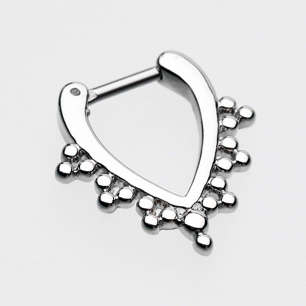 Detail View 2 of Regent Drape Filigree Septum Clicker-Steel