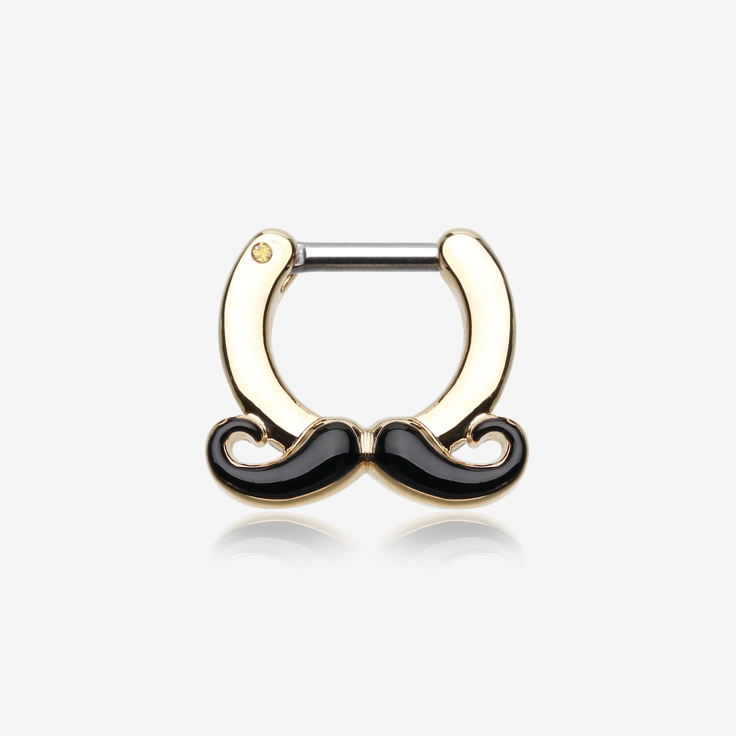 Golden Classic Mustache Septum Clicker-Black