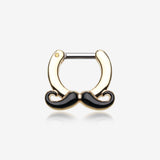 Golden Classic Mustache Septum Clicker-Black