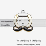 Detail View 1 of Golden Classic Mustache Septum Clicker-Black