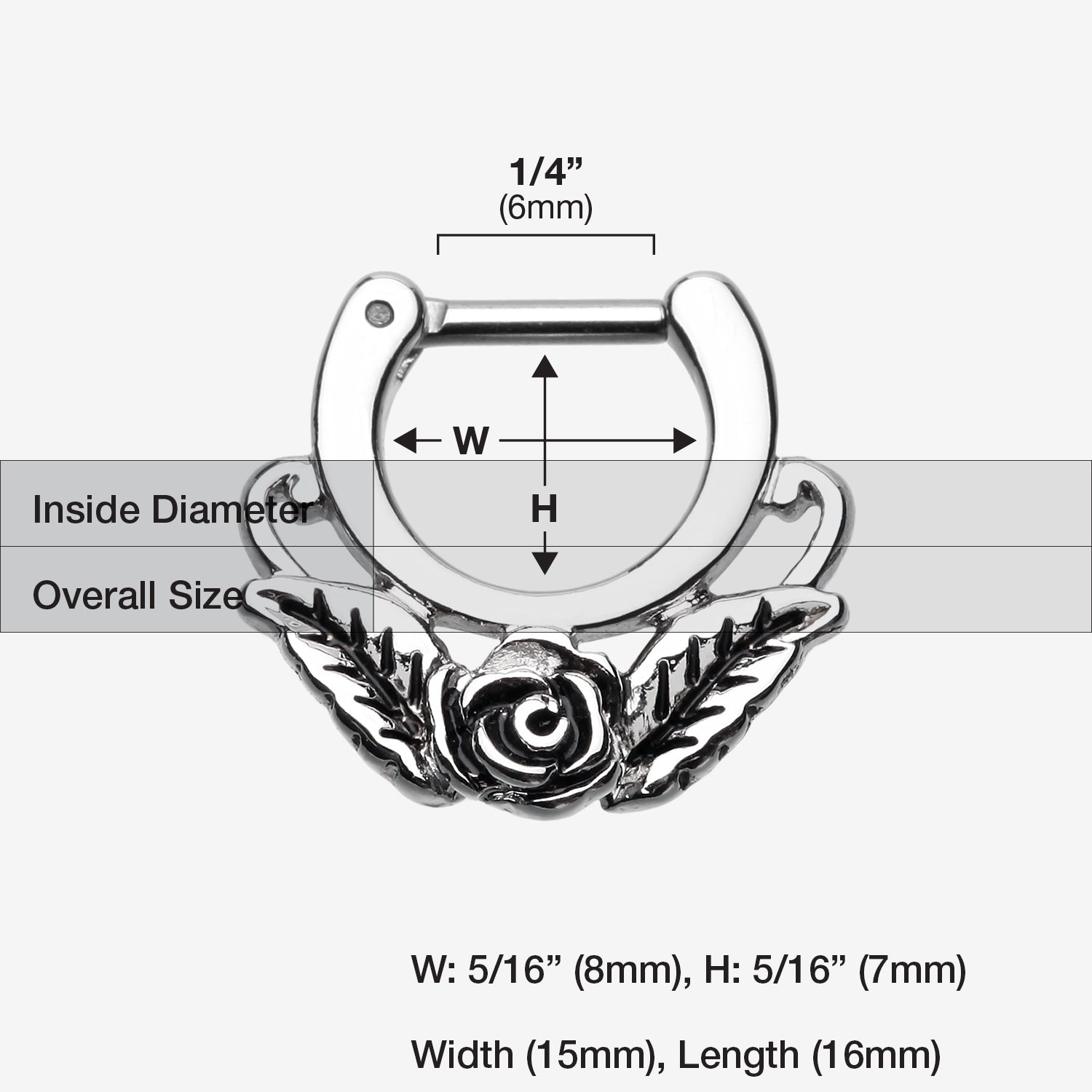 Detail View 1 of Rose Blossom Icon Septum Clicker-Steel