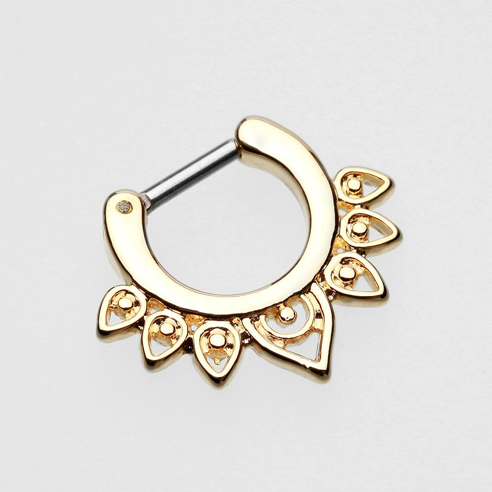 Detail View 2 of Golden Acerose Filigree Septum Clicker-Gold