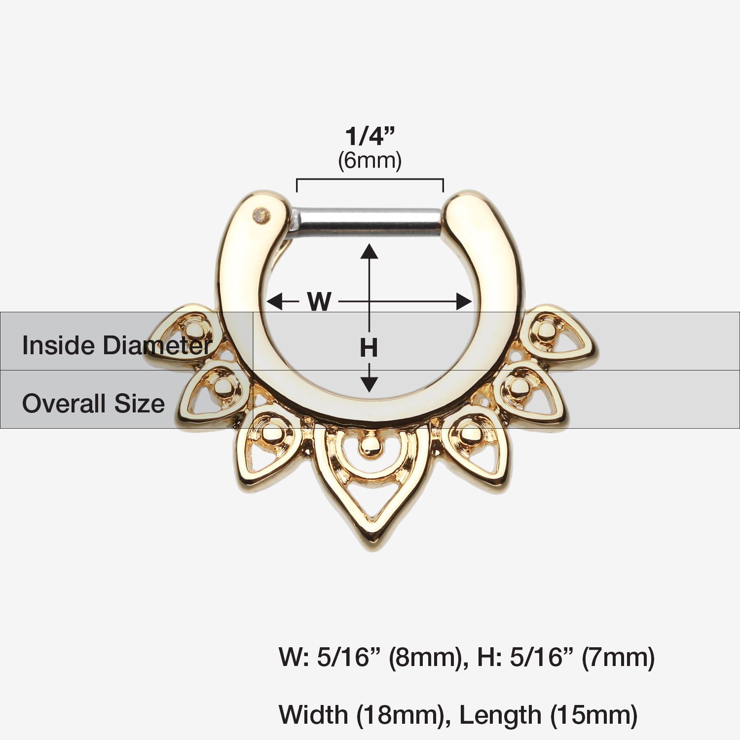 Detail View 1 of Golden Acerose Filigree Septum Clicker-Gold