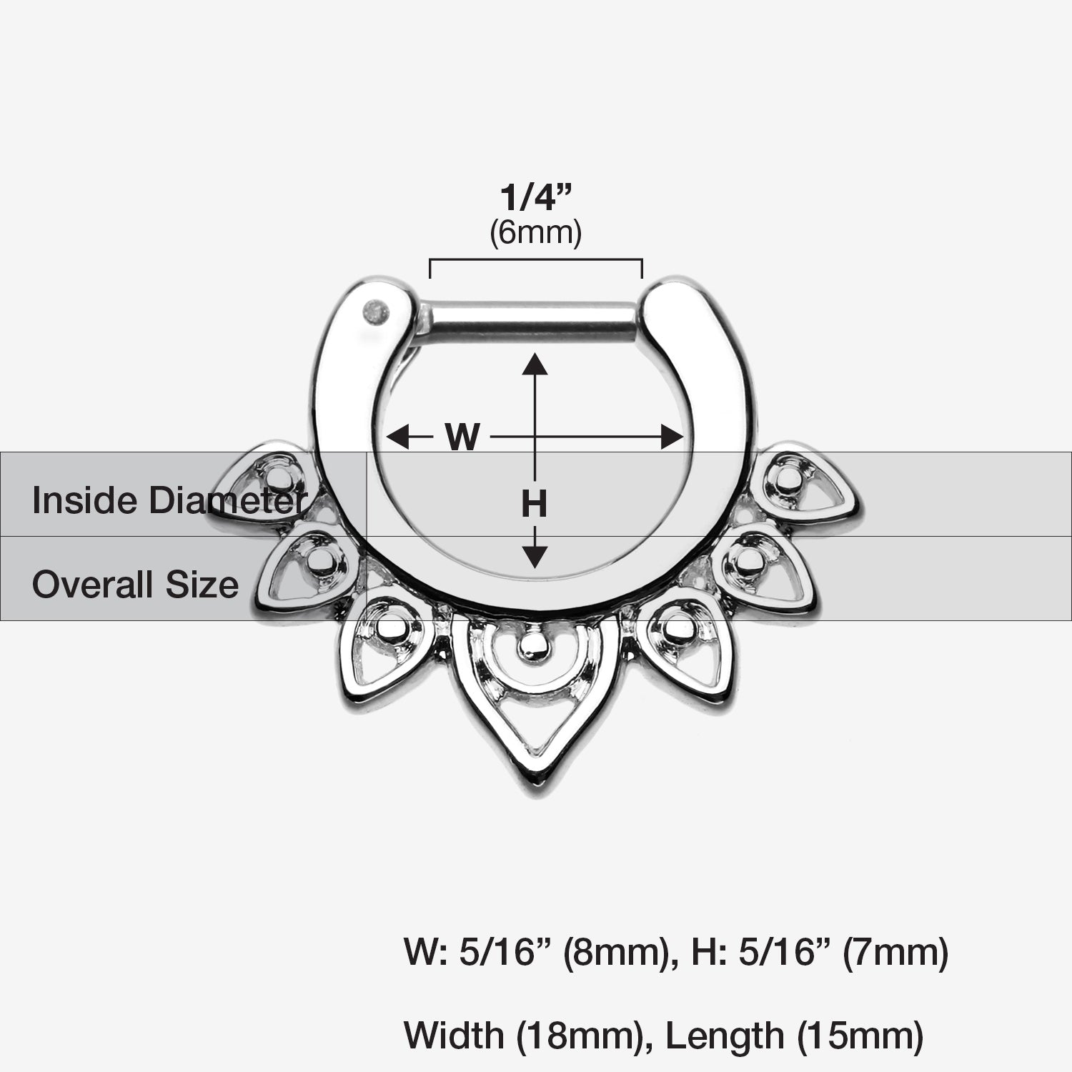 Detail View 1 of Acerose Filigree Septum Clicker-Steel