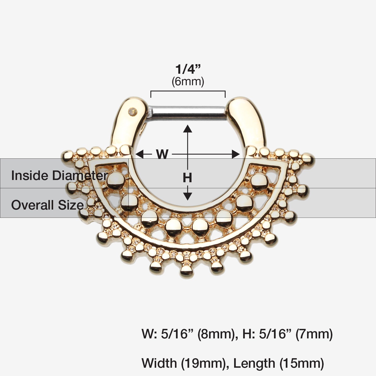 Detail View 1 of Golden Divine Filigree Septum Clicker-Gold