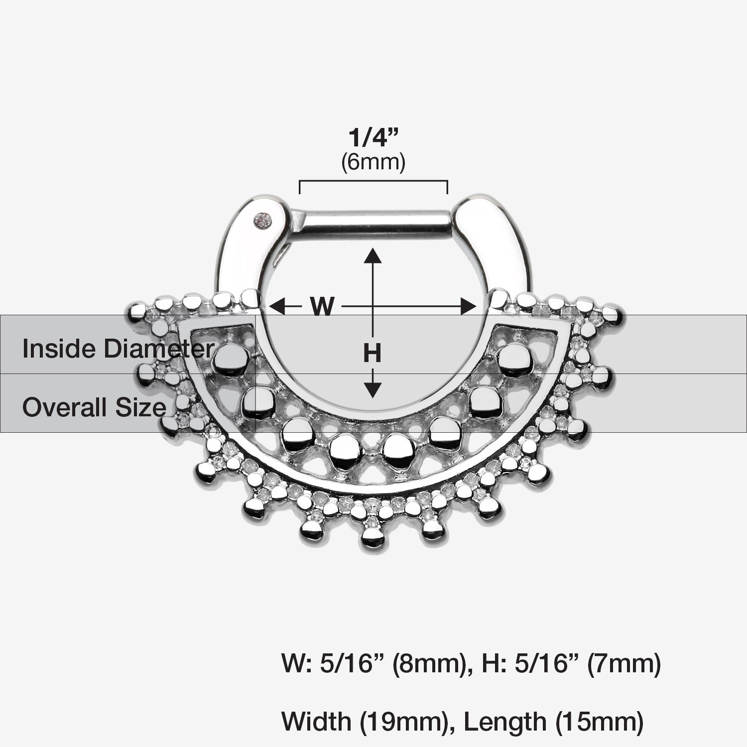 Detail View 1 of Divine Filigree Septum Clicker-Steel