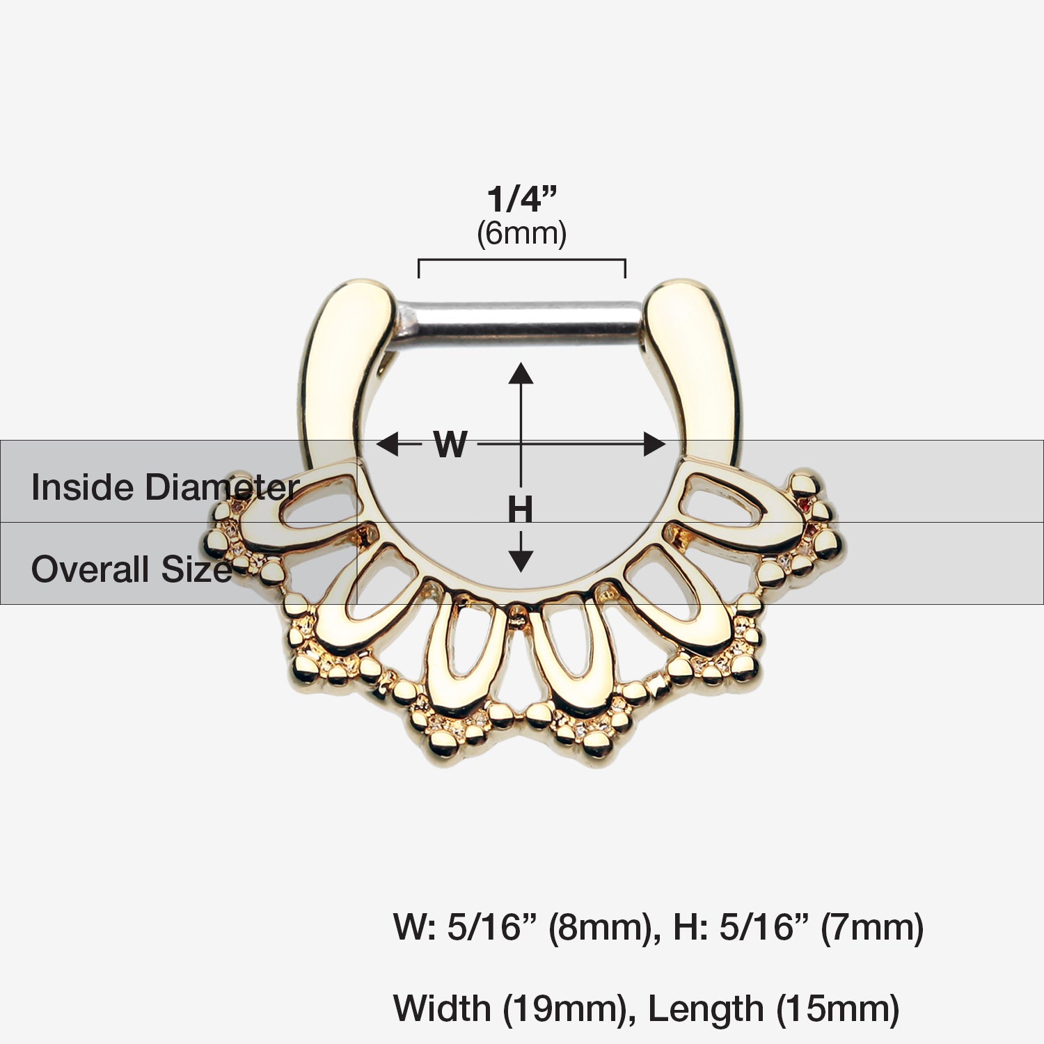 Detail View 1 of Golden Kaltik Filigree Septum Clicker-Gold