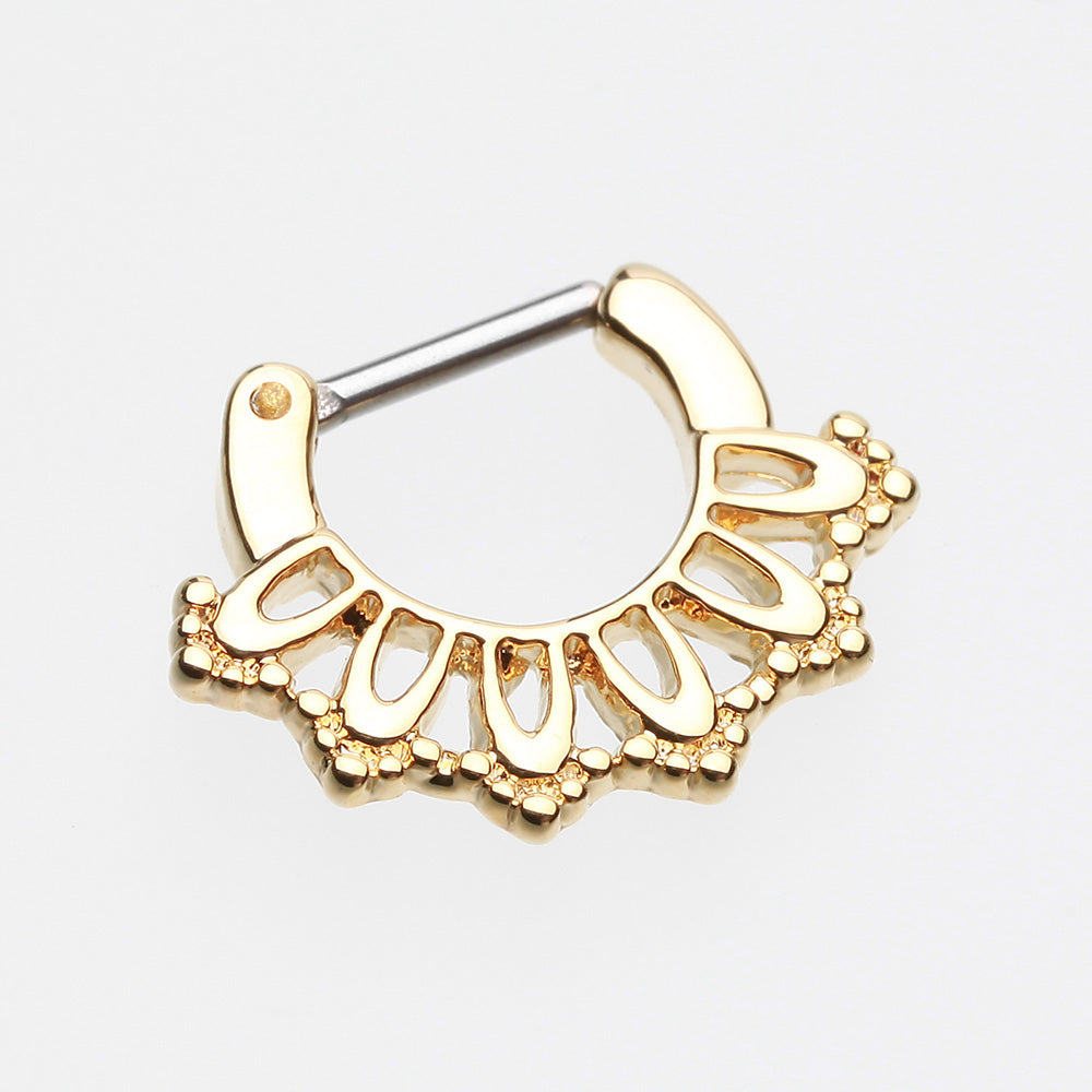 Detail View 2 of Golden Kaltik Filigree Septum Clicker-Gold