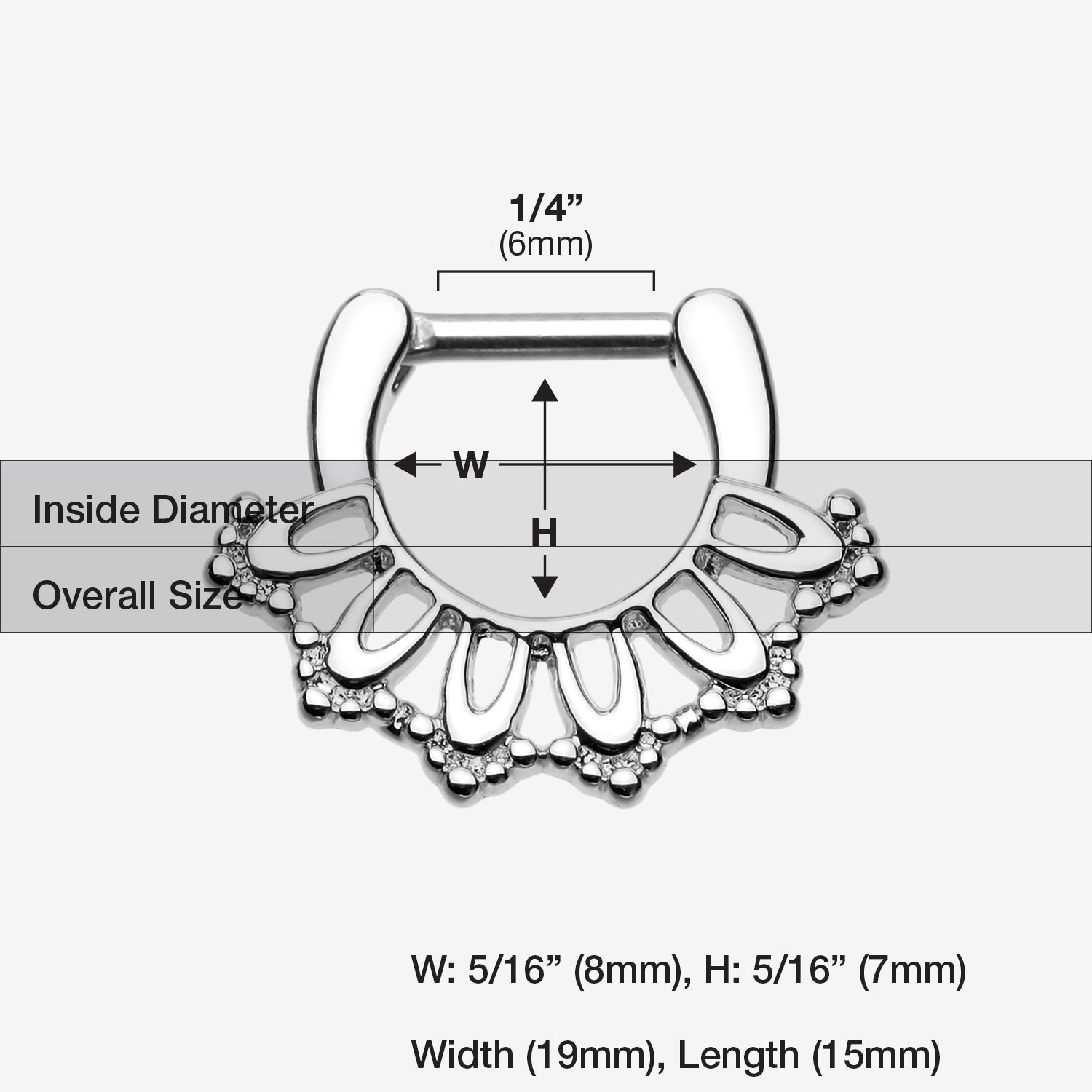 Detail View 1 of Kaltik Filigree Septum Clicker-Steel
