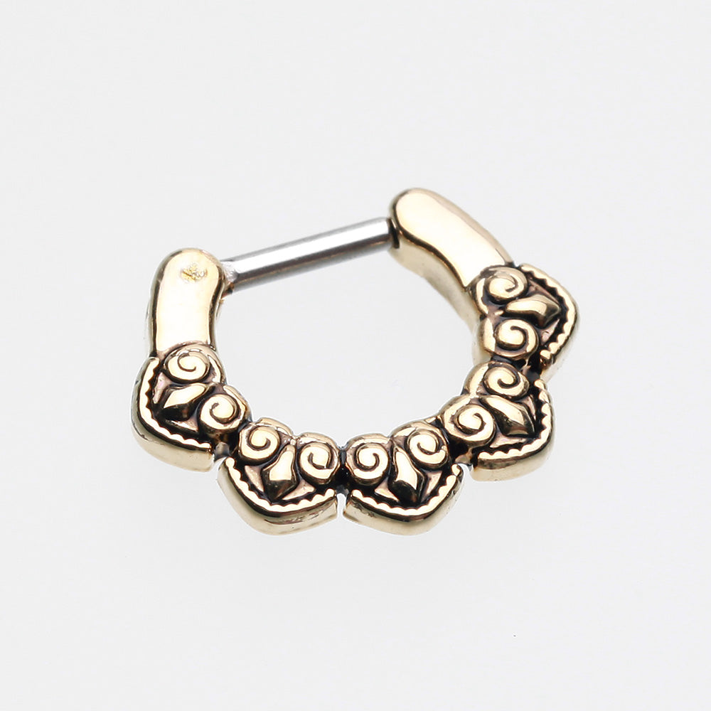 Detail View 2 of Golden Tribal Penta Septum Clicker-Gold