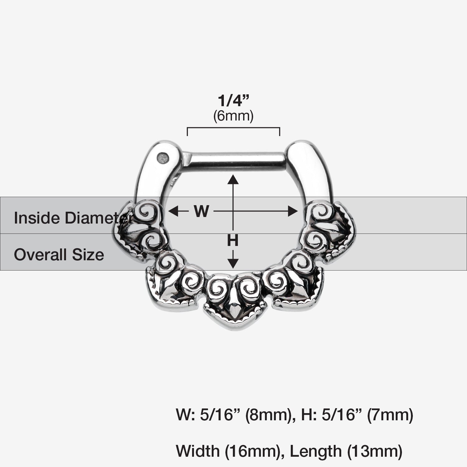 Detail View 1 of Tribal Penta Septum Clicker-Steel