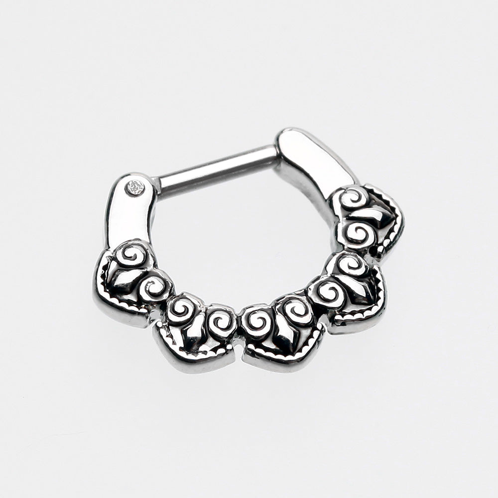 Detail View 2 of Tribal Penta Septum Clicker-Steel