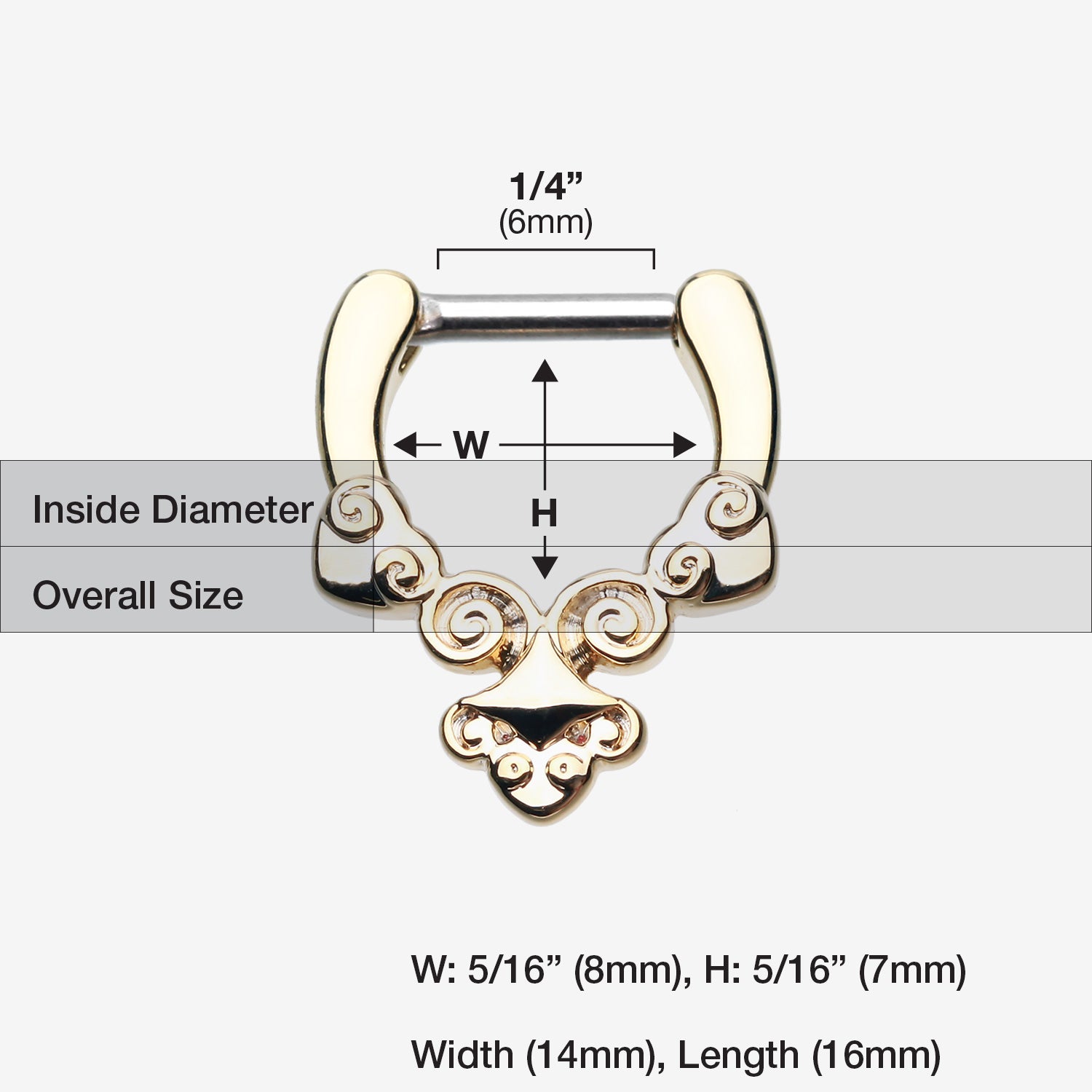 Detail View 1 of Golden Tribal Laran Septum Clicker-Gold