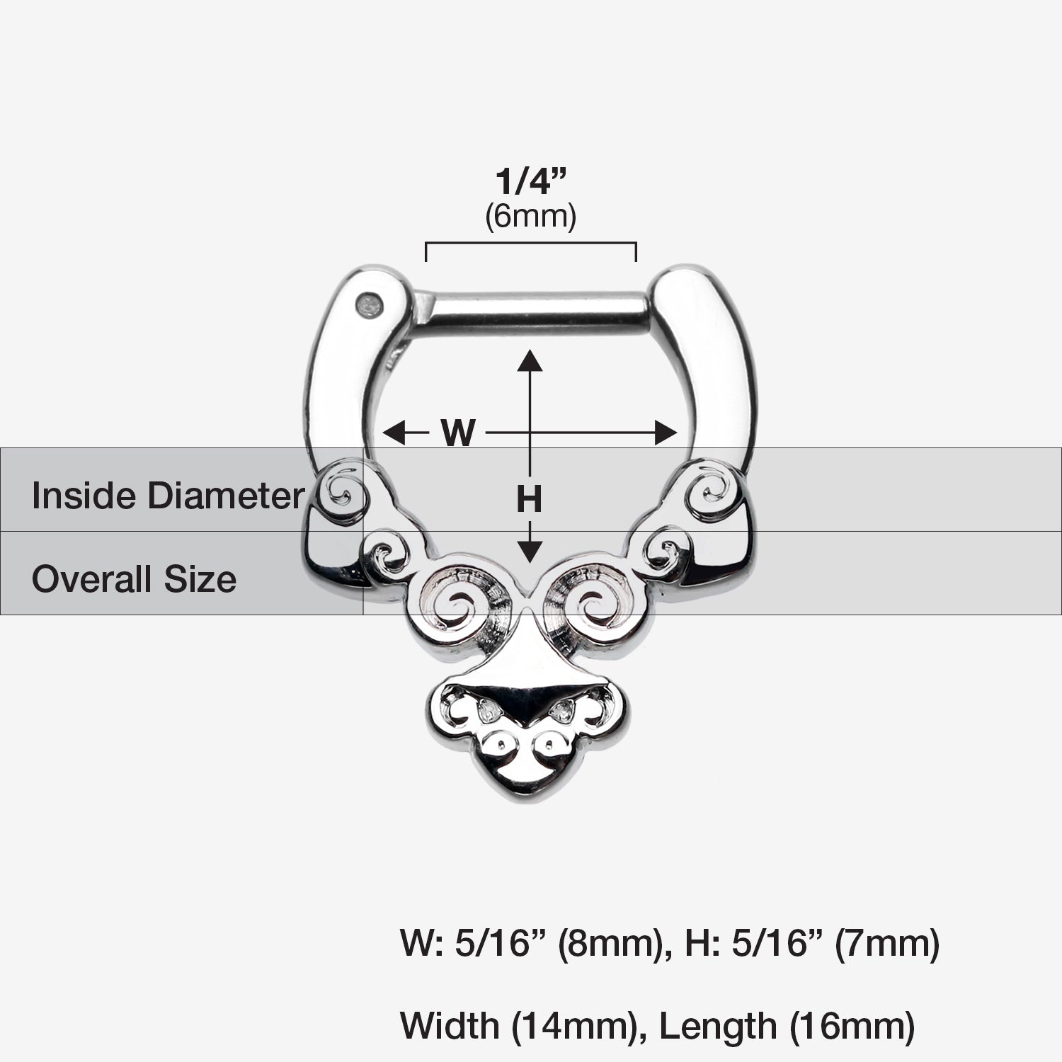 Detail View 1 of Tribal Laran Septum Clicker-Steel