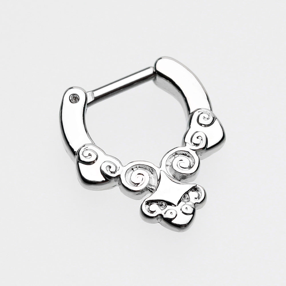 Detail View 2 of Tribal Laran Septum Clicker-Steel