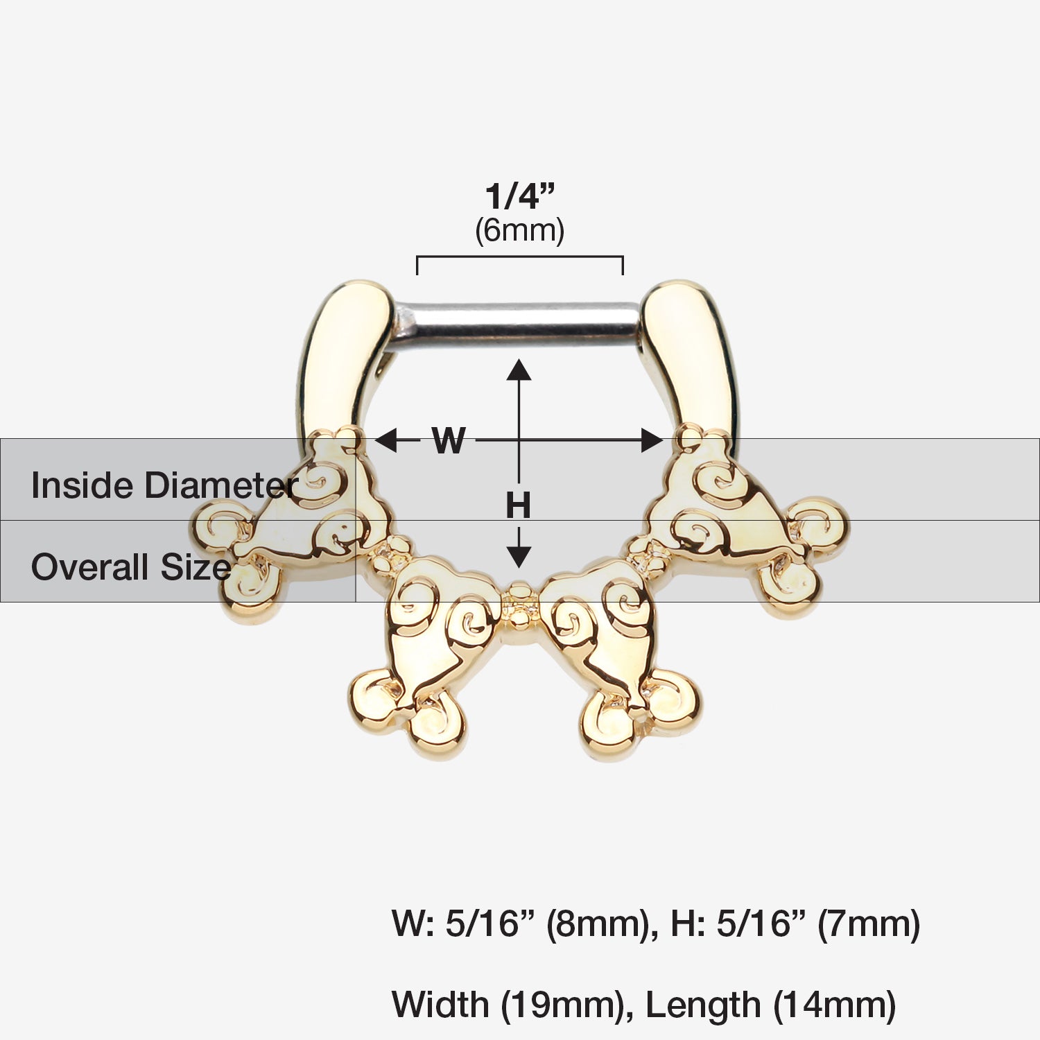 Detail View 1 of Golden Tribal Ingara Septum Clicker-Gold