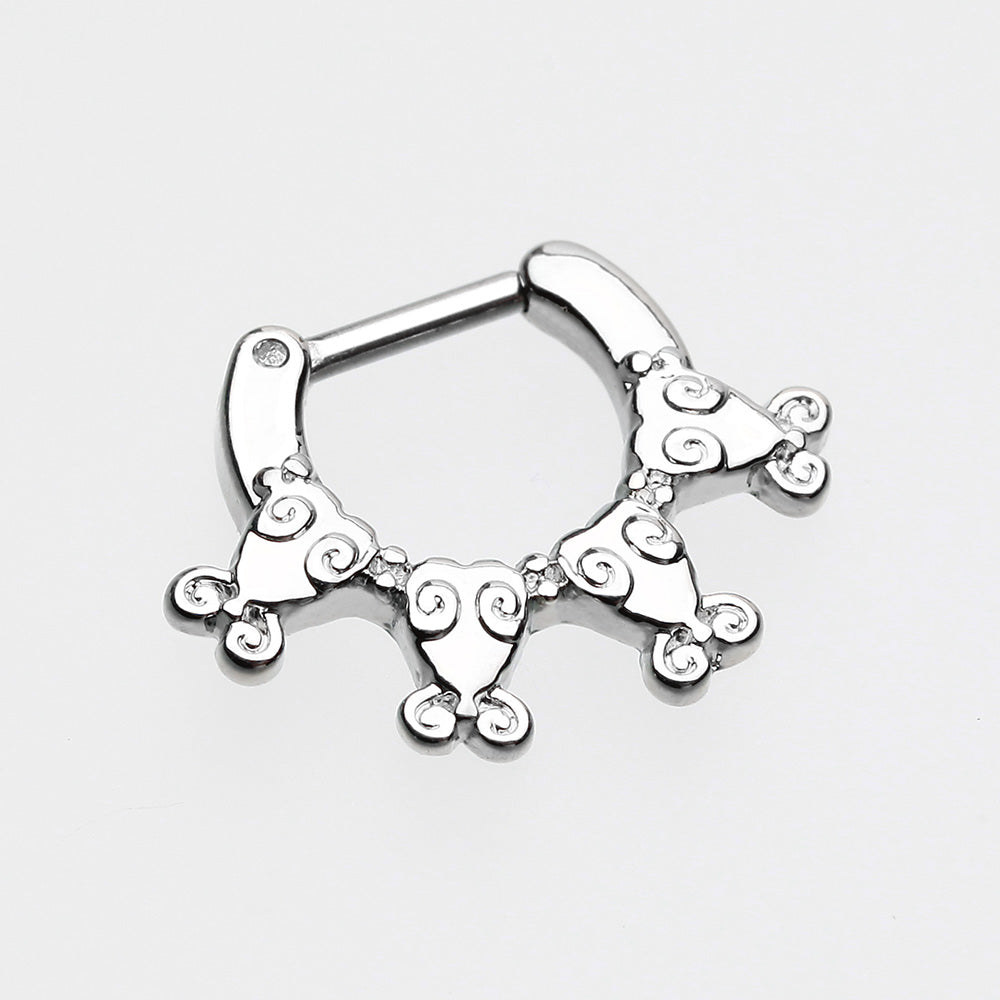 Detail View 2 of Tribal Ingara Septum Clicker-Steel