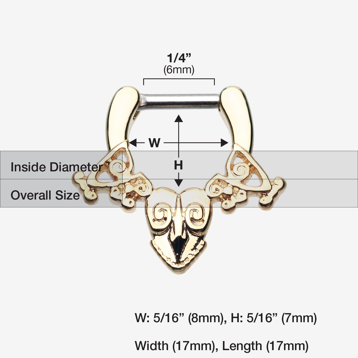 Detail View 1 of Gold Luria Tribal Filigree Septum Clicker-Gold