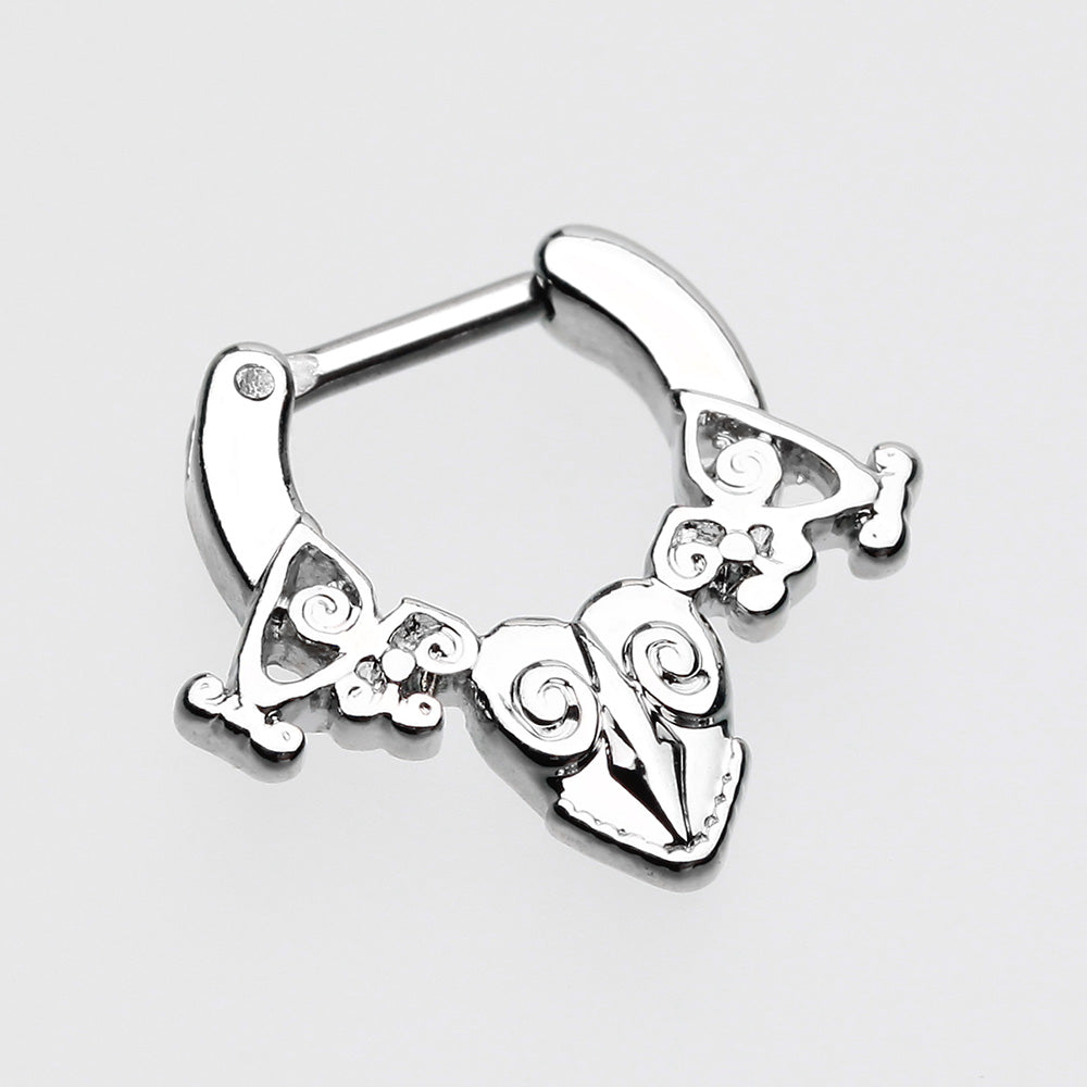 Detail View 2 of Luria Tribal Filigree Septum Clicker-Steel