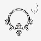 Ornate Bali Beads Sparkle Clicker Hoop Ring