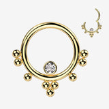 Golden Ornate Bali Beads Sparkle Clicker Hoop Ring