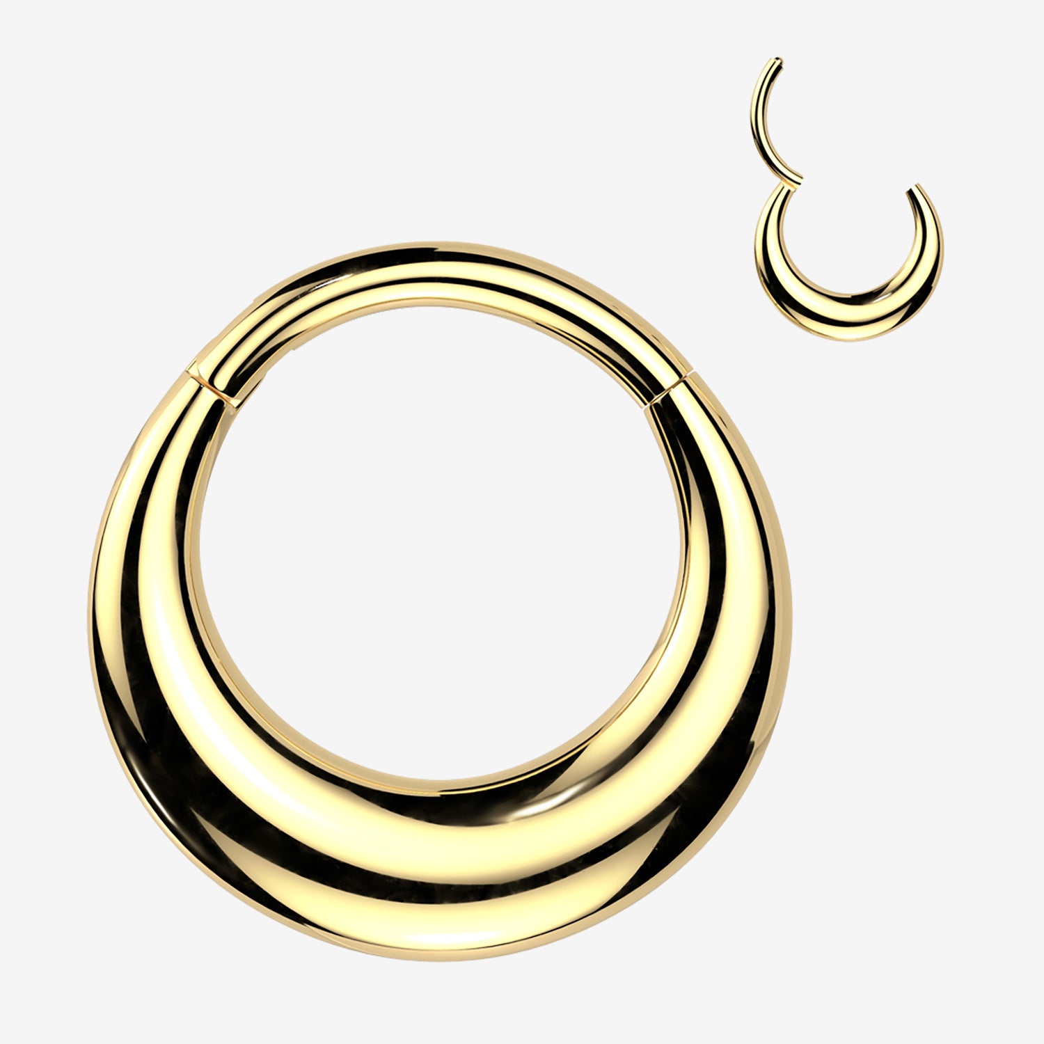 Golden Crescent Loop Lustre Clicker Hoop Ring