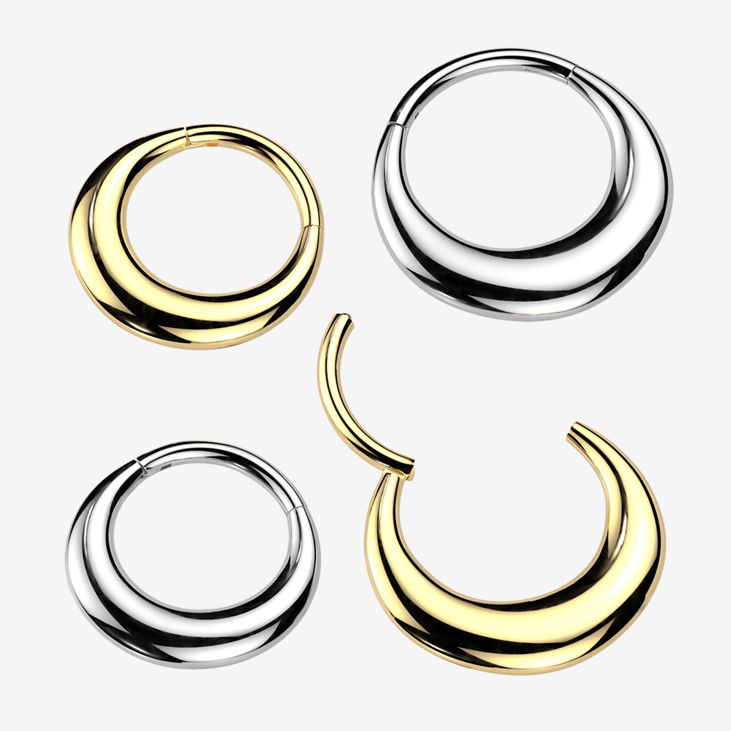 Detail View 1 of Crescent Loop Lustre Clicker Hoop Ring