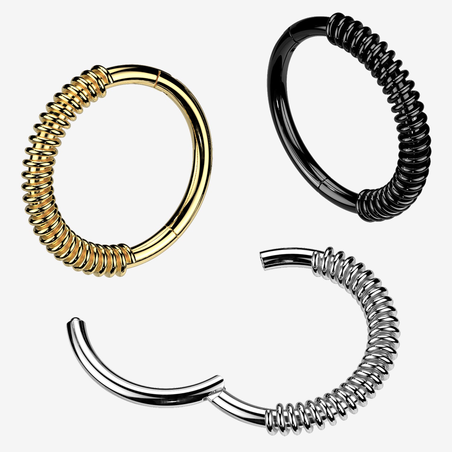 Detail View 1 of Blackline Spring Coil Clicker Hoop Ring