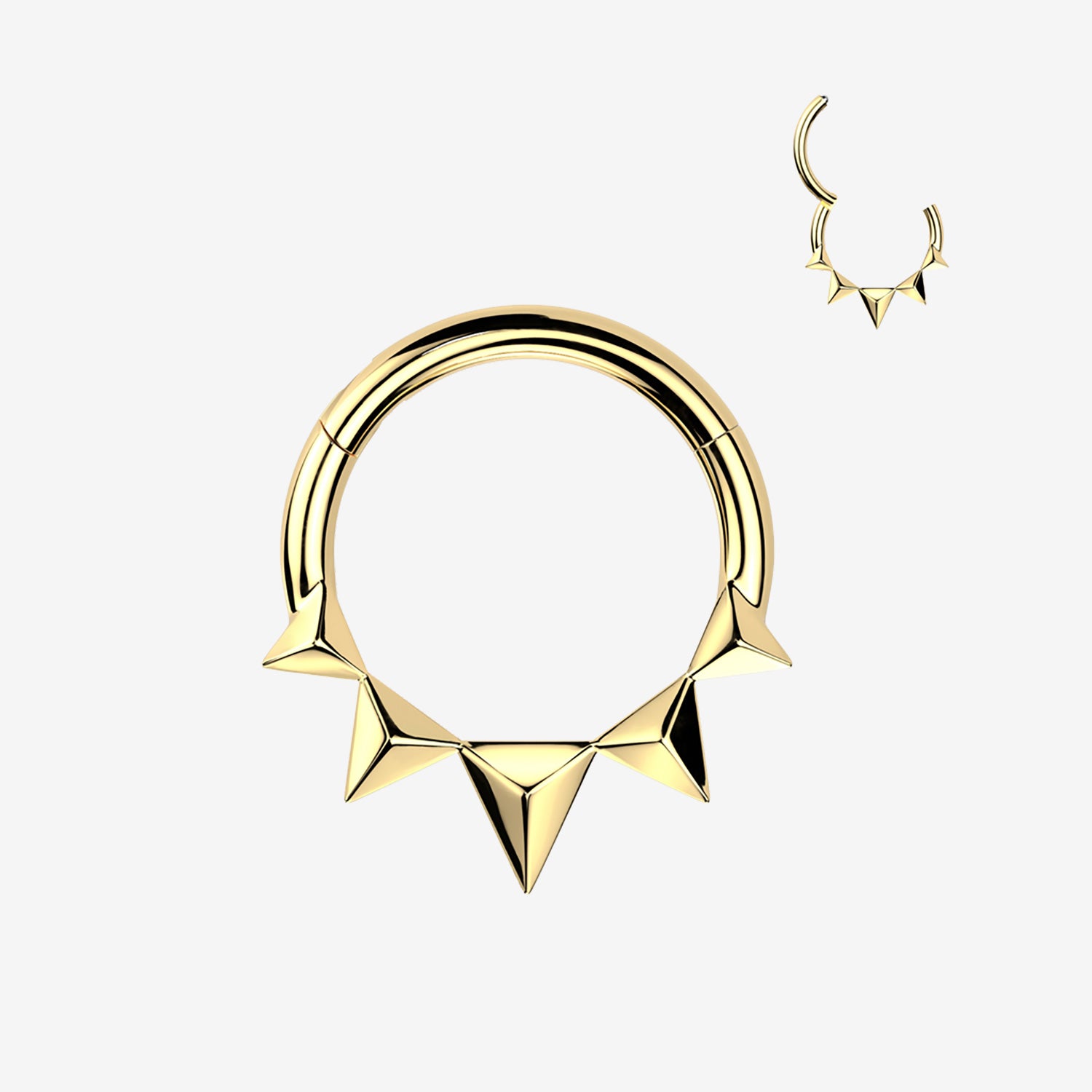Golden Quinta Triangle Prism Spike Clicker Hoop Ring