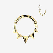 Golden Quinta Triangle Prism Spike Clicker Hoop Ring