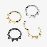Detail View 1 of Quinta Triangle Prism Spike Clicker Hoop Ring