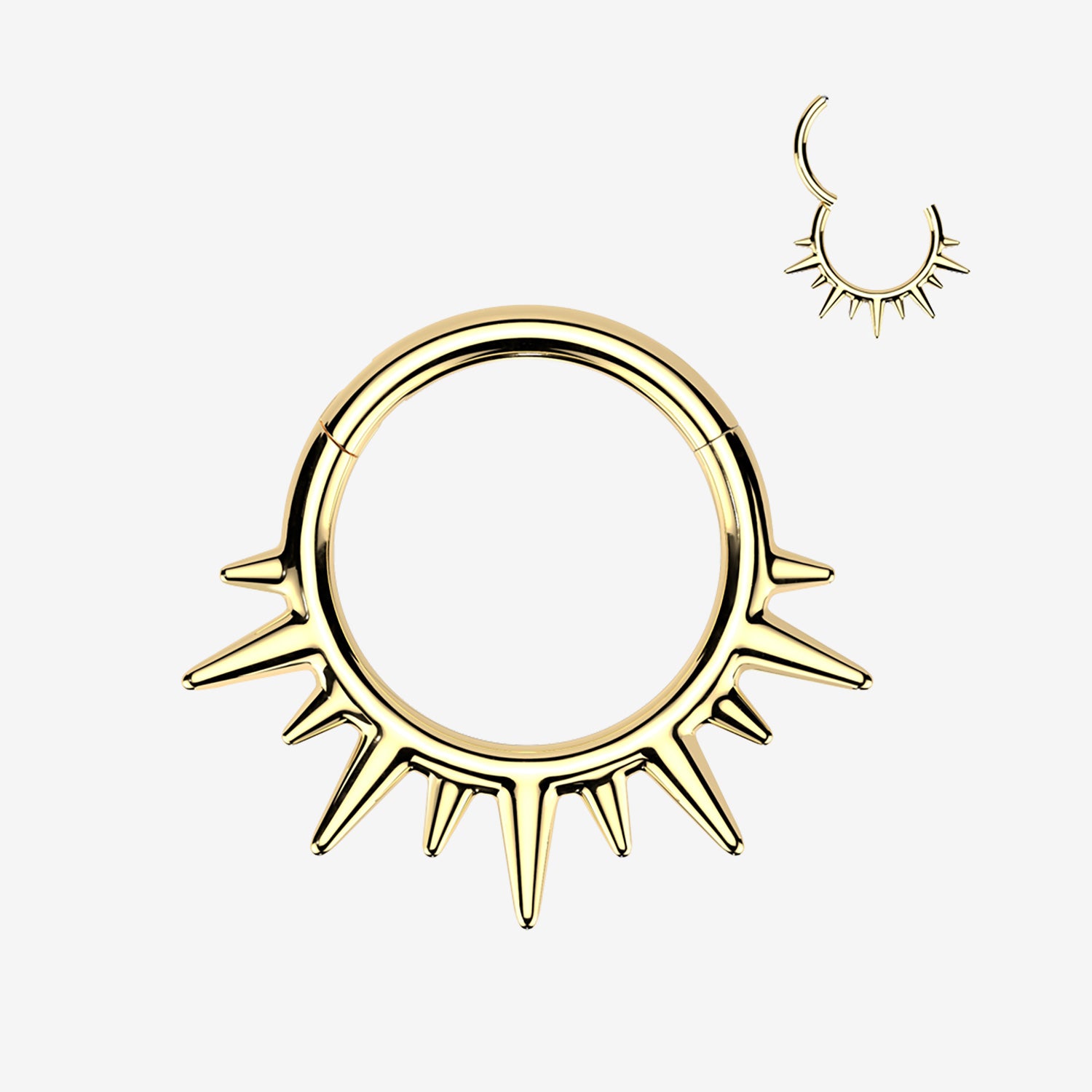 Golden Blazing Sun Ray Spike Clicker Hoop Ring