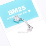 Detail View 4 of Brilliant Sparkle Majestic Gem Top Curved Barbell-Clear Gem