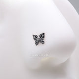 Detail View 1 of Elegant Goth Butterfly Nose Stud Ring