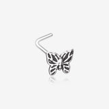 Elegant Goth Butterfly L-Shaped Nose Ring