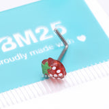 Detail View 4 of Very Berry Red Strawberry L-Shaped Nose Ring