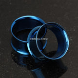 Detail View 3 of A Pair of Colorline Steel Double Flared Ear Gauge Flesh Tunnel Plug-Blue