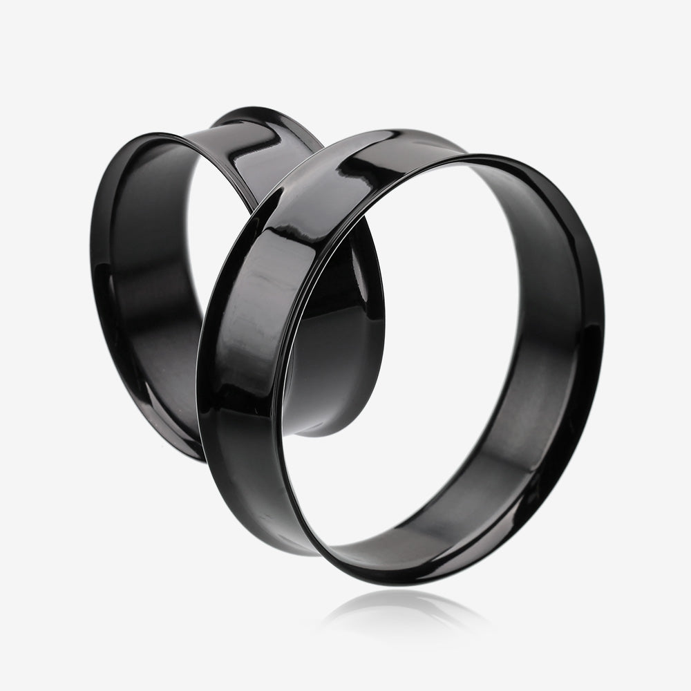 A Pair of Blackline Steel Double Flared Ear Gauge Flesh Tunnel Plug