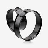 A Pair of Blackline Steel Double Flared Ear Gauge Flesh Tunnel Plug