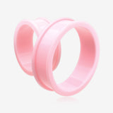 Detail View 7 of A Pair of Soft Pastel Silicone Double Flared Tunnel Plug-Pink