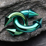 Detail View 2 of Colorline PVD Basic Spike Top Horseshoe Circular Barbell-Green
