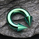 Detail View 1 of Colorline PVD Basic Spike Top Horseshoe Circular Barbell-Green