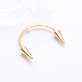 Detail View 1 of Golden Vampire Fangs Smiley Piercing Spike Horseshoe Barbell with O-Rings